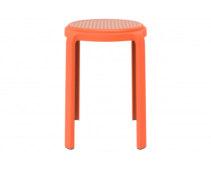 LeisureMod Tresse Mid-Century Modern Stackable Round Plastic Dining Stool - Orange