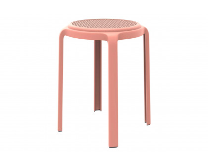 LeisureMod Tresse Mid-Century Modern Stackable Round Plastic Dining Stool