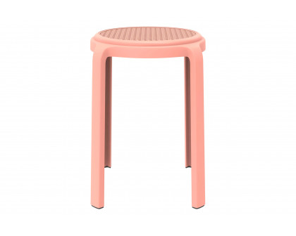 LeisureMod Tresse Mid-Century Modern Stackable Round Plastic Dining Stool - Pink