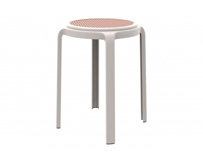 LeisureMod Tresse Mid-Century Modern Stackable Round Plastic Dining Stool