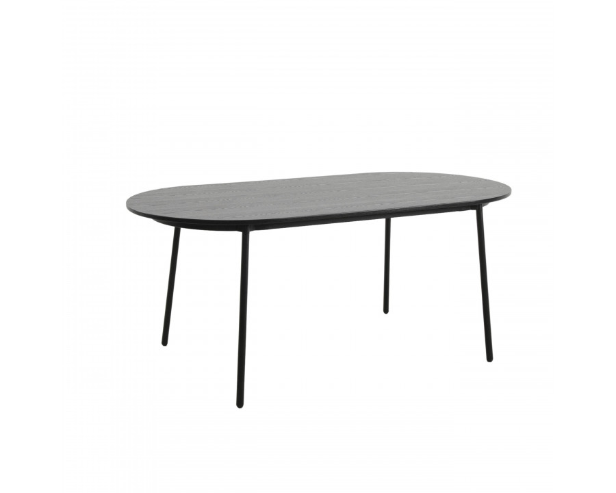 LeisureMod Tule Modern 71" Oval Dining Table with MDF Top and Black Steel Legs - Black