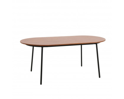 LeisureMod Tule Modern 71" Oval Dining Table with MDF Top and Black Steel Legs