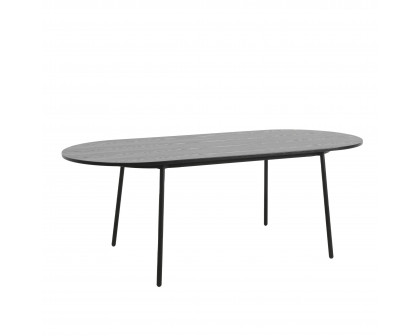 LeisureMod Tule Modern 83" Oval Dining Table with MDF Top and Black Steel Legs