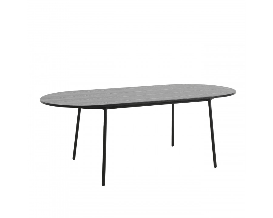 LeisureMod Tule Modern 83" Oval Dining Table with MDF Top and Black Steel Legs - Black