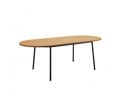 LeisureMod Tule Modern 83" Oval Dining Table with MDF Top and Black Steel Legs