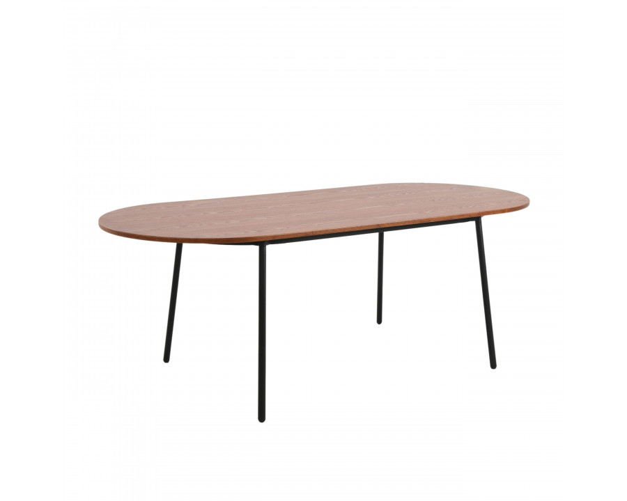 LeisureMod Tule Modern 83" Oval Dining Table with MDF Top and Black Steel Legs