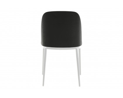 LeisureMod Tule Mid-Century Modern Dining Side Chair with White Powder-Coated Steel Frame - Black/Charcoal