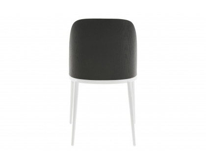 LeisureMod Tule Mid-Century Modern Dining Side Chair with White Powder-Coated Steel Frame - Black/White