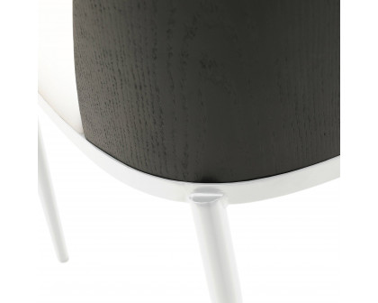 LeisureMod Tule Mid-Century Modern Dining Side Chair with White Powder-Coated Steel Frame - Black/White