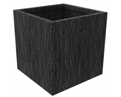 LeisureMod Verdura Modern 22" Square Fiberstone and Clay Planter with Drainage Holes