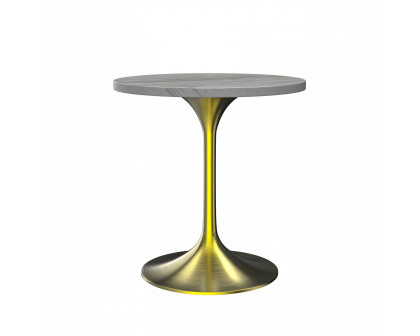 LeisureMod Verve Modern 27" Round Dining Table with Resin Top and White Steel Pedestal Base