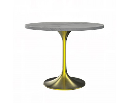 LeisureMod Verve Modern 27" Round Dining Table with Resin Top and White Steel Pedestal Base