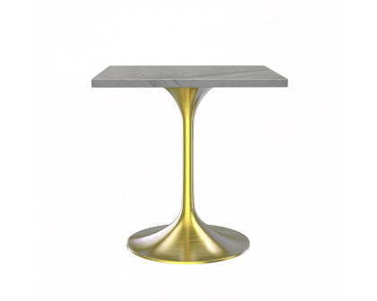 LeisureMod Verve Modern 27" Square Dining Table with Resin Top and Brushed Steel Base