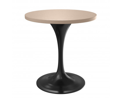 LeisureMod Verve Modern 27" Round Dining Table with MDF Top and Black Steel Pedestal Base