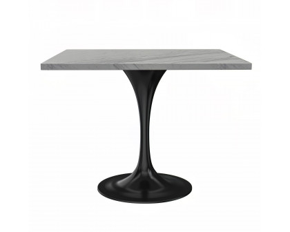 LeisureMod Verve Modern 27" Square Dining Table with Resin Top and Brushed Steel Base