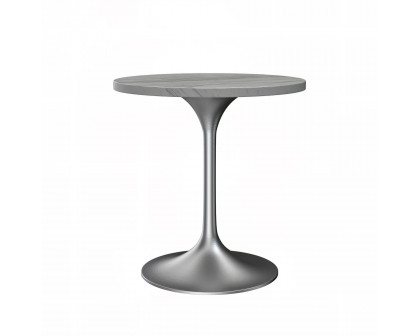 LeisureMod Verve Modern 27" Round Dining Table with Resin Top and White Steel Pedestal Base