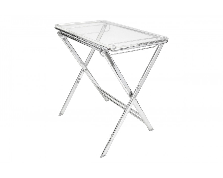 LeisureMod Victorian Foldable End Side Table Tray - Clear