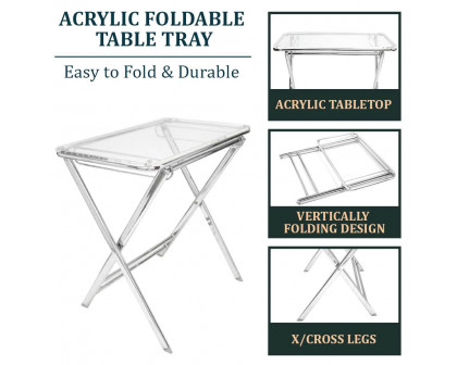 LeisureMod Victorian Foldable End Side Table Tray - Clear