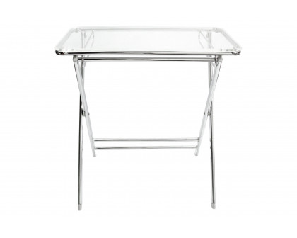 LeisureMod Victorian Foldable End Side Table Tray - Clear