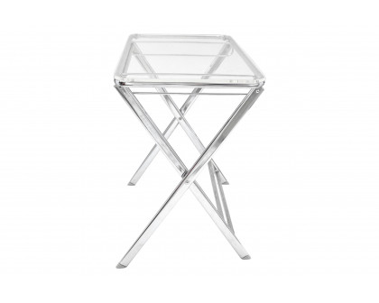 LeisureMod Victorian Foldable End Side Table Tray - Clear