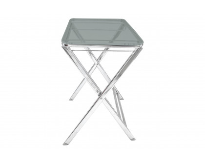 LeisureMod Victorian Foldable End Side Table Tray - Transparent Black