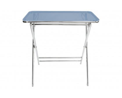 LeisureMod Victorian Foldable End Side Table Tray - Transparent Blue