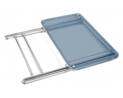 LeisureMod Victorian Foldable End Side Table Tray - Transparent Blue