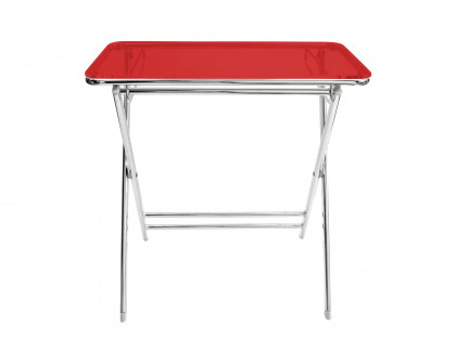 LeisureMod Victorian Foldable End Side Table Tray - Transparent Red