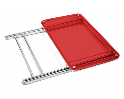 LeisureMod Victorian Foldable End Side Table Tray - Transparent Red