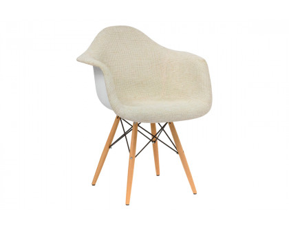 LeisureMod™ Willow Modern Fabric Eiffel Wooden Base Accent Side Chair - Beige