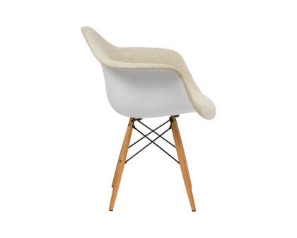 LeisureMod™ Willow Modern Fabric Eiffel Wooden Base Accent Side Chair - Beige