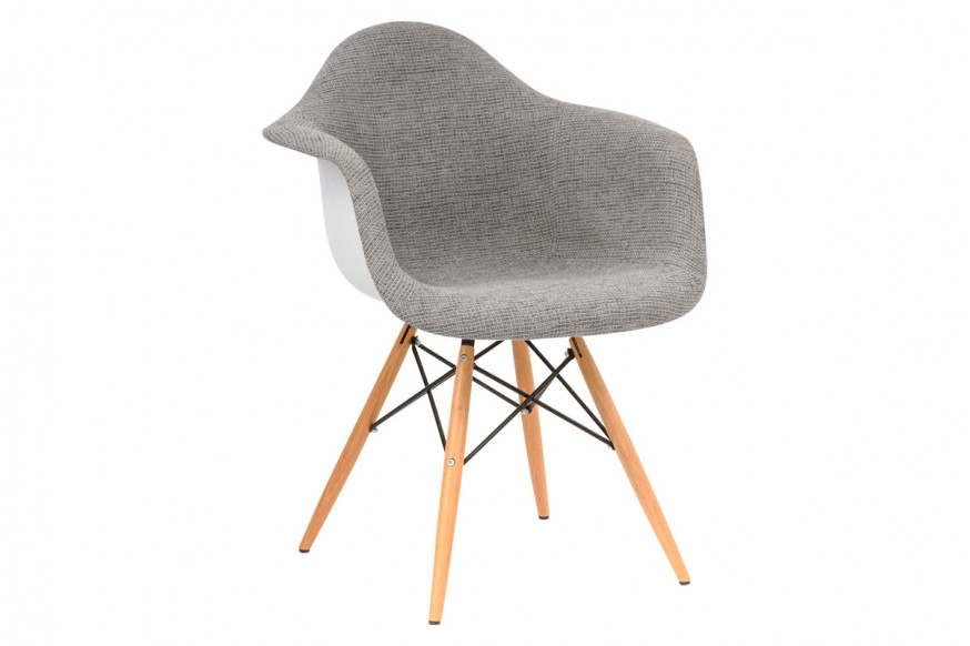 LeisureMod™ Willow Modern Fabric Eiffel Wooden Base Accent Side Chair - Gray