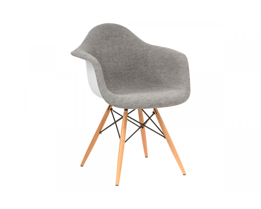 LeisureMod Willow Modern Fabric Eiffel Wooden Base Accent Side Chair - Gray