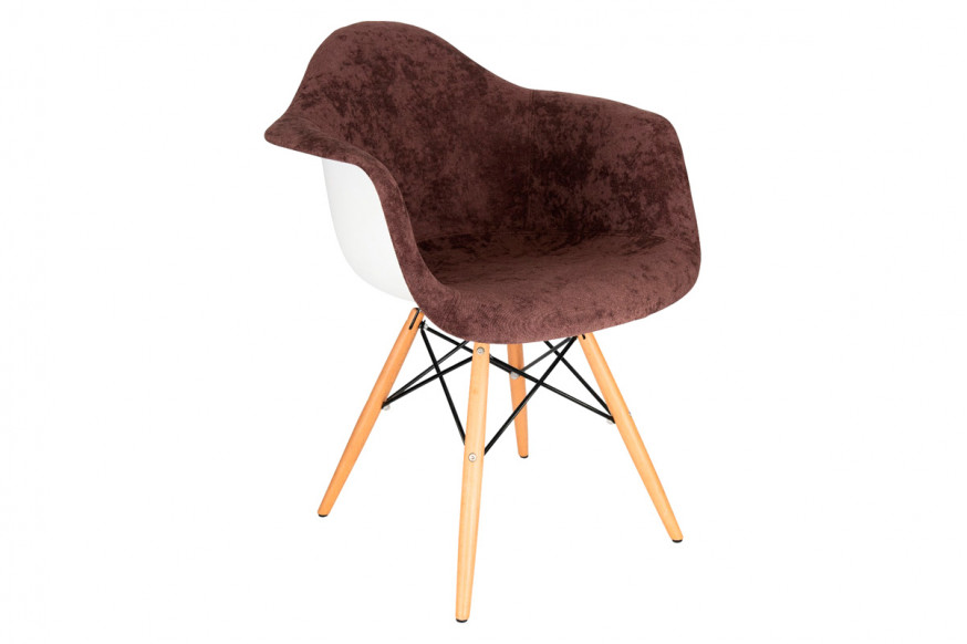 LeisureMod™ Willow Velvet Eiffel Wooden Base Accent Chair - Coffee Brown