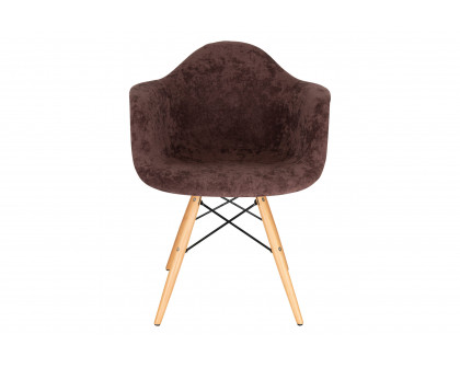 LeisureMod™ Willow Velvet Eiffel Wooden Base Accent Chair - Coffee Brown