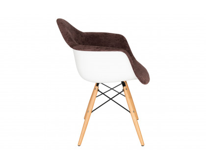 LeisureMod™ Willow Velvet Eiffel Wooden Base Accent Chair - Coffee Brown