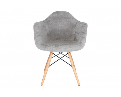 LeisureMod™ Willow Velvet Eiffel Wooden Base Accent Chair - Cloudy Gray