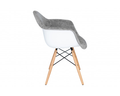 LeisureMod™ Willow Velvet Eiffel Wooden Base Accent Chair - Cloudy Gray