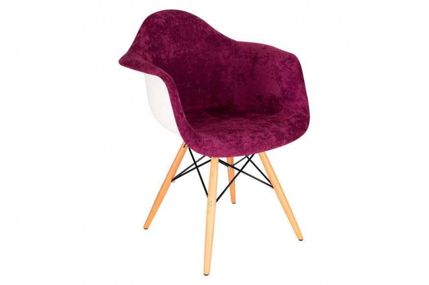 LeisureMod™ Willow Velvet Eiffel Wooden Base Accent Chair - Purple