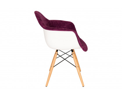 LeisureMod™ Willow Velvet Eiffel Wooden Base Accent Chair - Purple