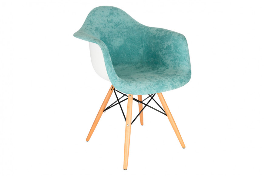 LeisureMod™ Willow Velvet Eiffel Wooden Base Accent Chair - Teal