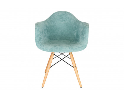 LeisureMod™ Willow Velvet Eiffel Wooden Base Accent Chair - Teal