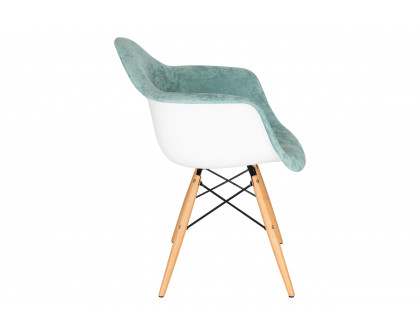 LeisureMod™ Willow Velvet Eiffel Wooden Base Accent Chair - Teal