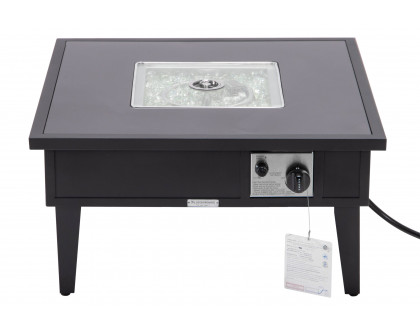 LeisureMod Walbrooke Modern Outdoor Square Fire Pit Table with Powder-Coated Aluminum Frame - Black