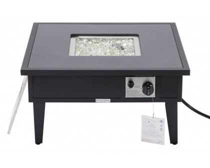 LeisureMod Walbrooke Modern Outdoor Square Fire Pit Table with Powder-Coated Aluminum Frame - Black