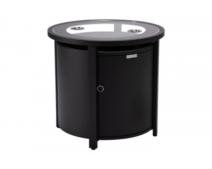 LeisureMod Walbrooke Outdoor Patio Round Fire Pit and Tank Holder - Black