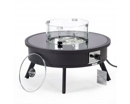 LeisureMod Walbrooke Modern Outdoor Round Fire Pit Table with Powder-Coated Aluminum Frame