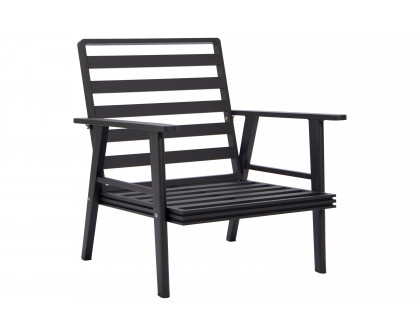 LeisureMod Walbrooke Modern 3-Piece Outdoor Patio Set with Black Aluminum Frame - Beige