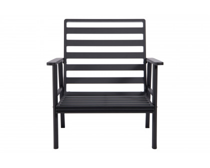 LeisureMod Walbrooke Modern 3-Piece Outdoor Patio Set with Black Aluminum Frame - Charcoal