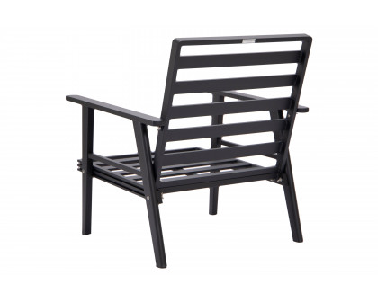 LeisureMod Walbrooke Modern 3-Piece Outdoor Patio Set with Black Aluminum Frame - Charcoal